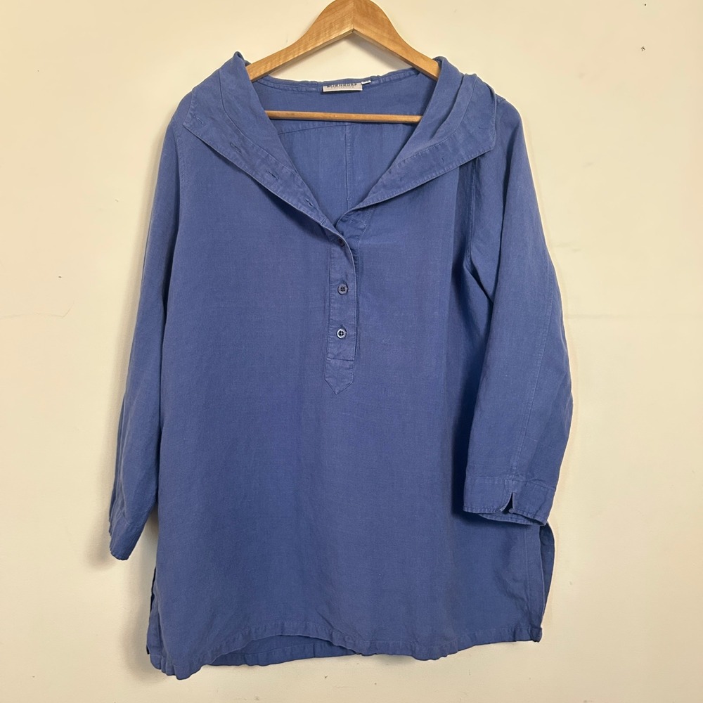 Linen Blend‎ Hooded Tunic Bijenkorf Collection Shirt Blue Size 44